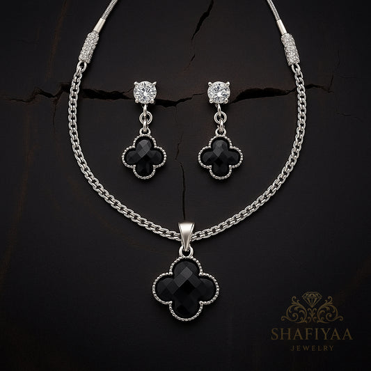Black Clover Pendant & Earrings Set