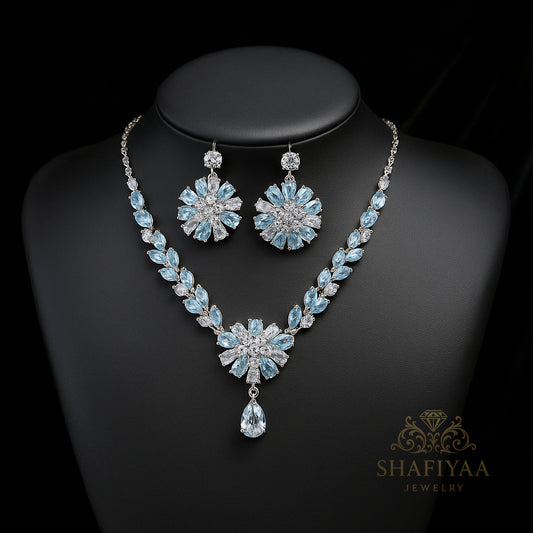 Elegant Ice Blue Crystal Jewelry Set