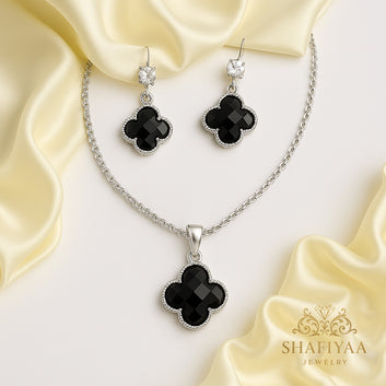 Black Clover Pendant & Earrings Set