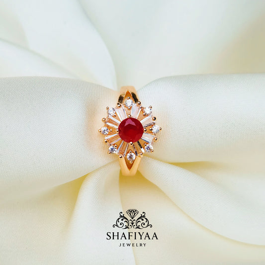 Ruby Radiance Sunburst Ring
