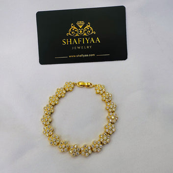Floral Diamond-Cut Gold Bracelet