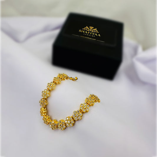 Floral Diamond-Cut Gold Bracelet