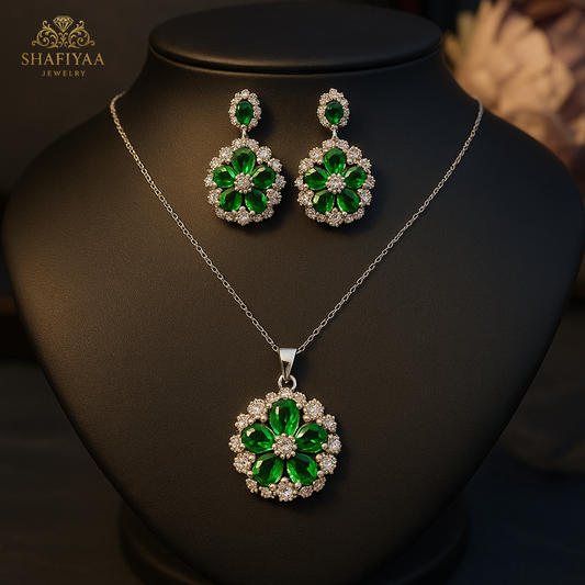 Emerald Blossom Jewelry Set