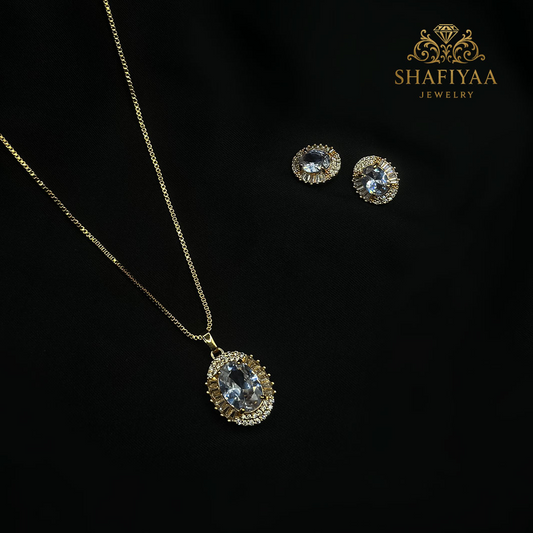 Royal Sapphire Halo Jewelry Set