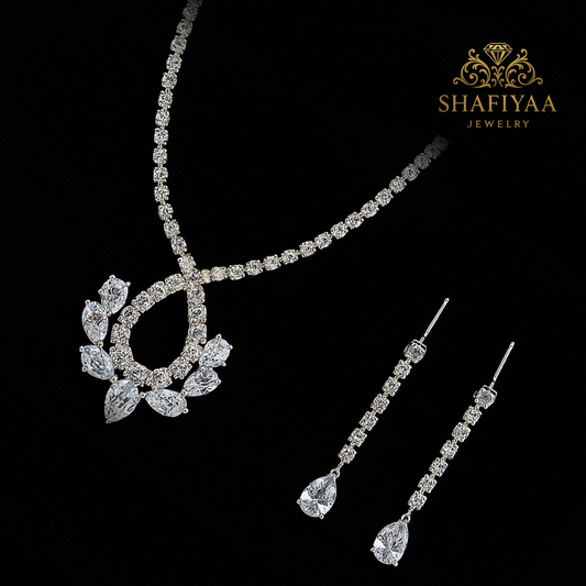 Crystal Diamond Necklace & Earrings Set