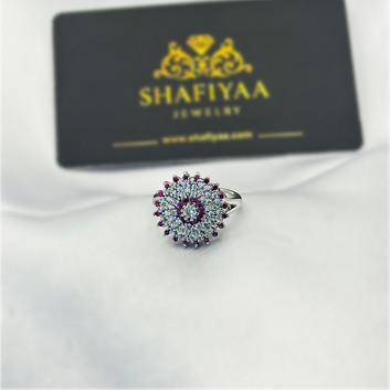 Royal Blue Sunburst Ring (Rose red)