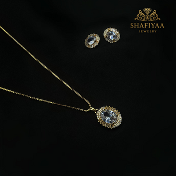 Royal Sapphire Halo Jewelry Set
