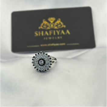 Royal Blue Sunburst Ring (Black)