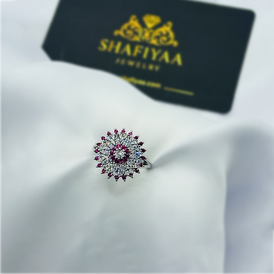Royal Blue Sunburst Ring (Rose red)
