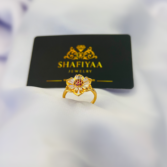 Crystal Bloom Floral Ring