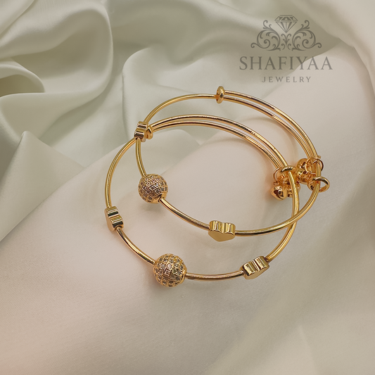 Gold Beaded Charm Bangles