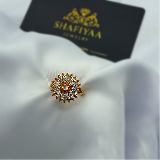 Luxury Halo Statement Ring (Orange Gold)