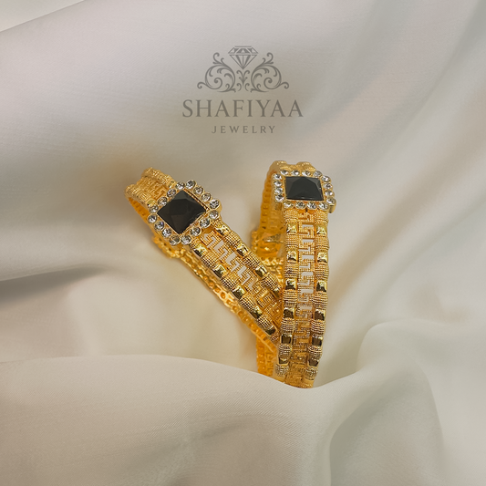 Black Stone Gold Bangles