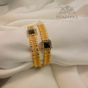 Black Stone Gold Bangles