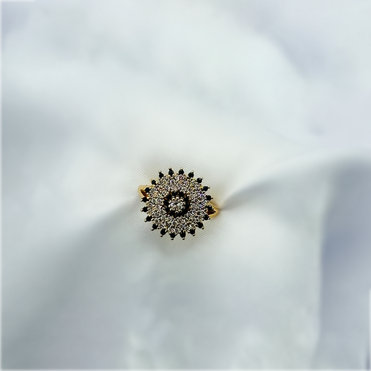 Luxury Halo Statement Ring (Black Gold)