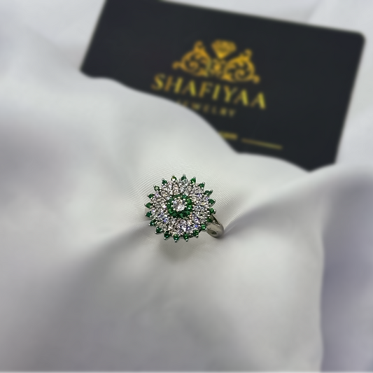 Royal Blue Sunburst Ring (Green)