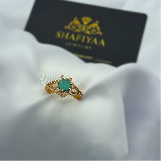 Royal Solitaire Statement Ring (Green)