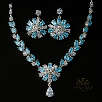 Elegant Ice Blue Crystal Jewelry Set