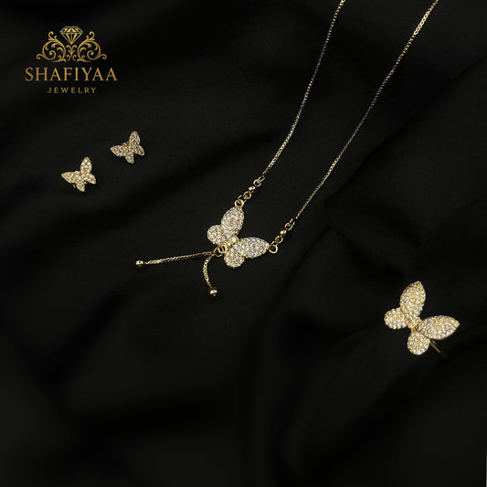 Golden Butterfly Sparkle Jewelry Set