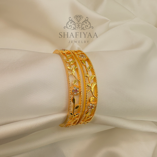 Floral Vine Gold Bangles